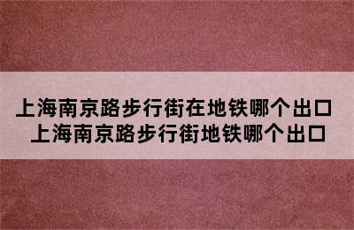 上海南京路步行街在地铁哪个出口 上海南京路步行街地铁哪个出口